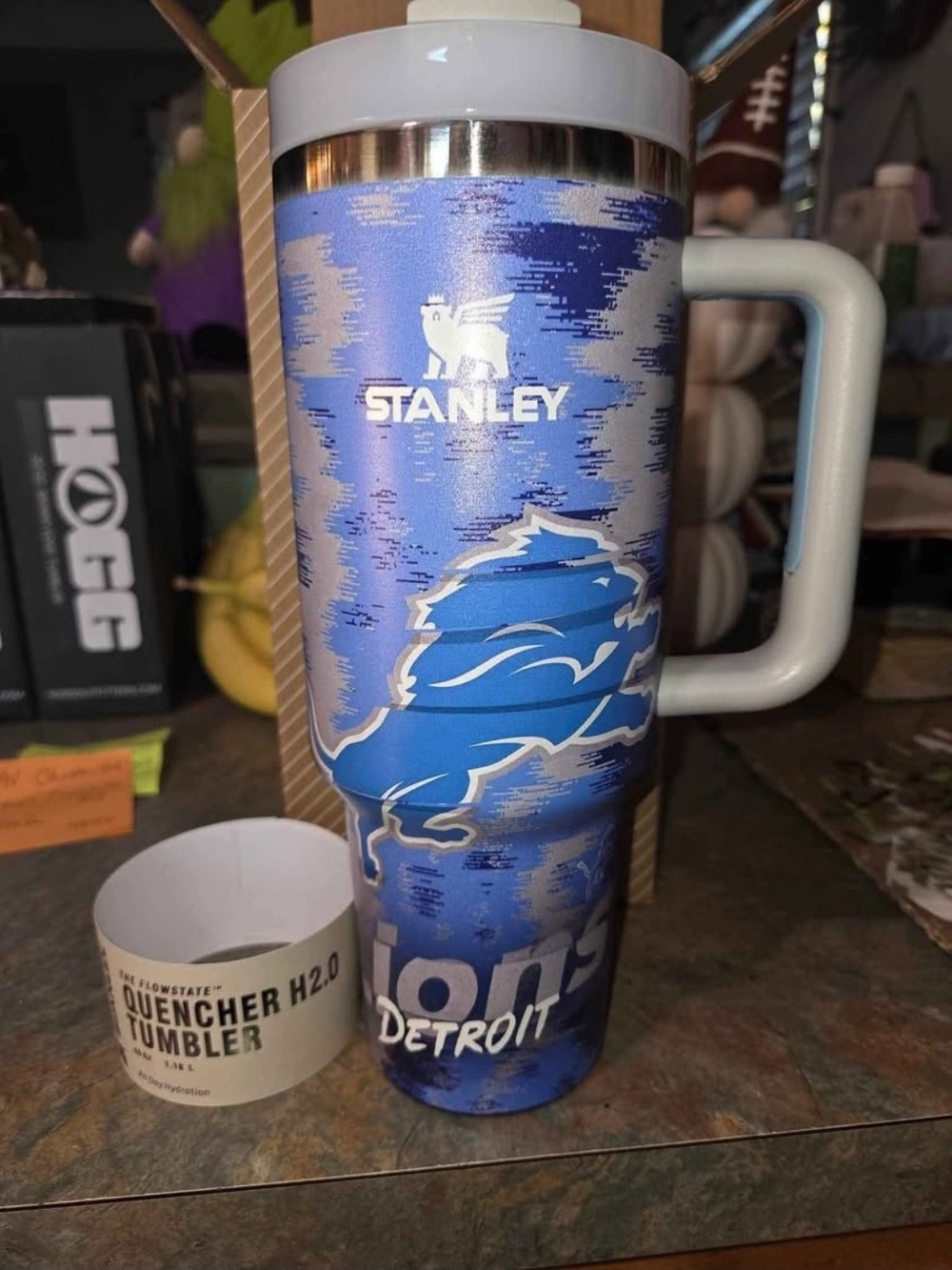 Stanley Blue Detroit Lions Insulated Travel Mug with Handle